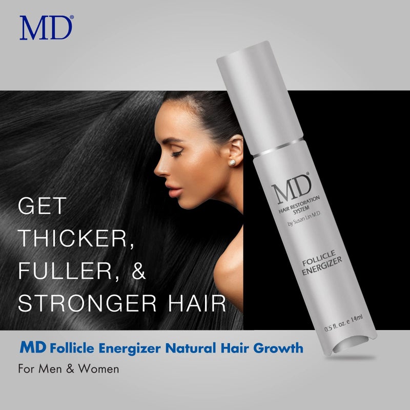 MD suero natural para el crecimiento del cabello | Follicle Energizer Serum: evita el adelgazamiento del cabello y la pÃ©rdida de cabello al estimular los folÃ­culos capilares para producir un ca - Image 2